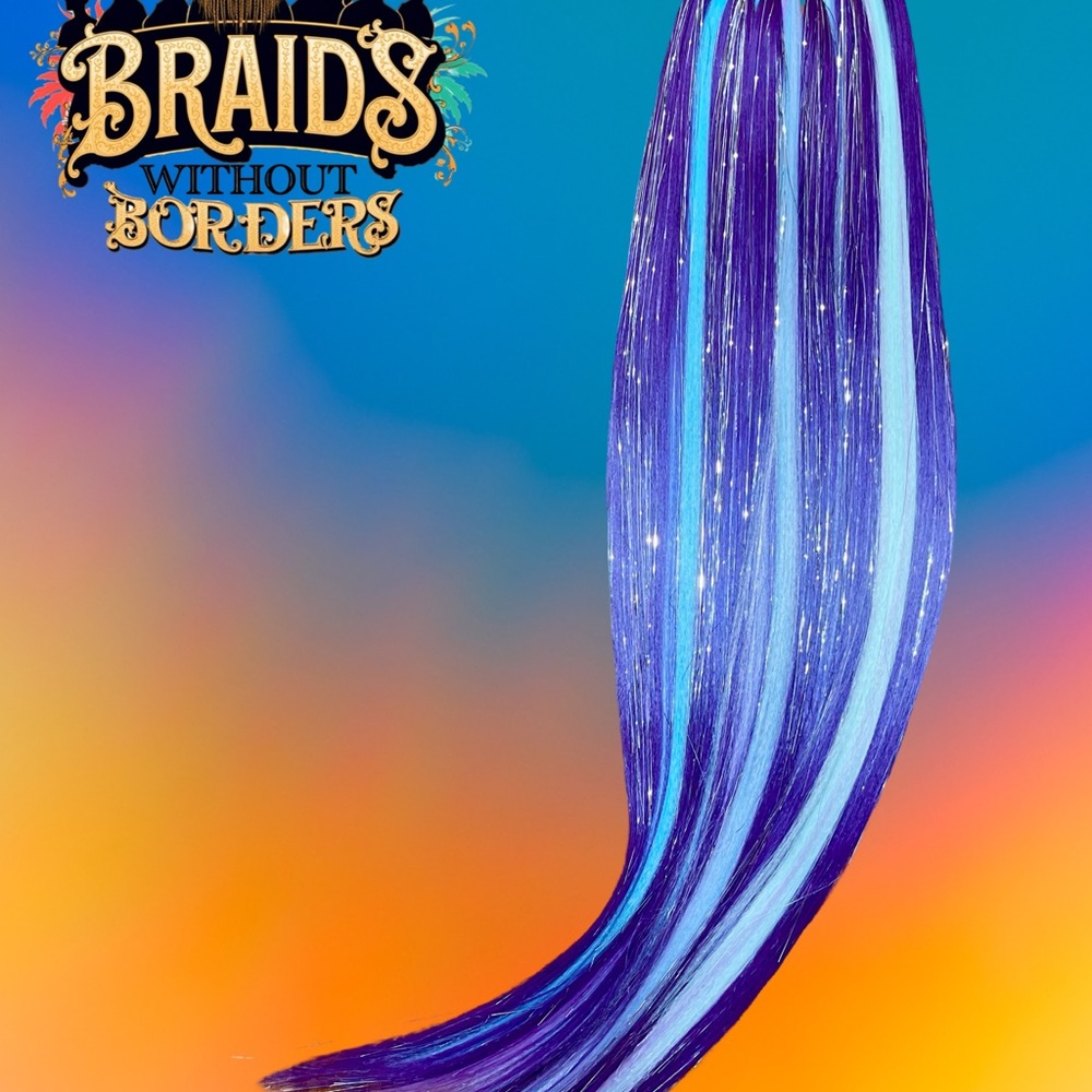 Colorful Ponytail Extensions-Purple/Blue/Tinsel